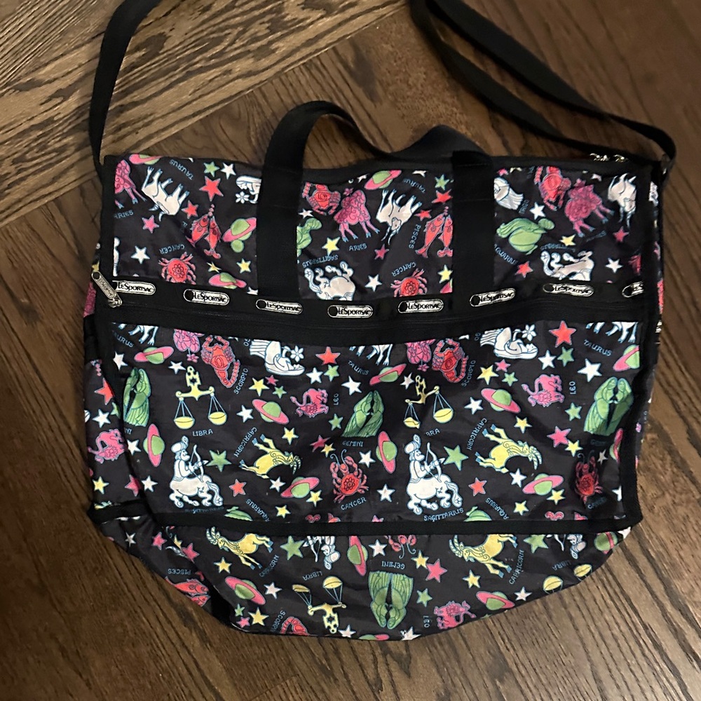 Lesportsac Black Multicolor Zodiac Weekender Bag